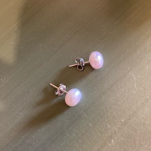Sterling Silver Purple Freshwater Pearl Earrings